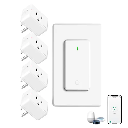 Miniatura 24 de Toma de control remoto, interruptor de luz y enchufe remoto greencycle con interruptor de luz inalámbrico, rango de 500 pies, no necesita cableado