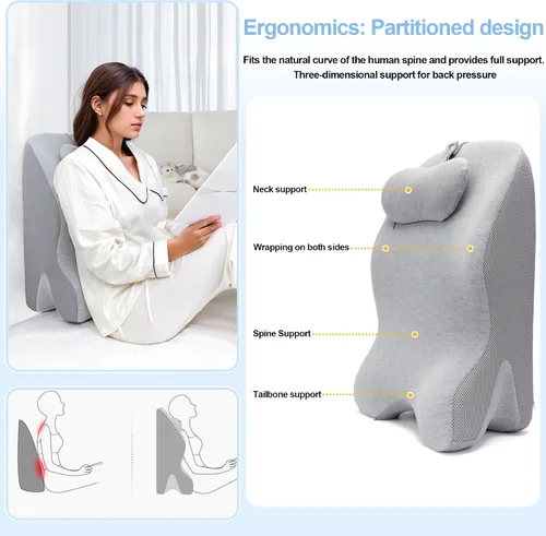 Miniatura 3 de Generic Almohada Cuña Triangular Ergonómica de Espuma Viscoelástica para Adultos para Cabecero de Cama para Sentarse, Alivio del Dolor de Espalda
