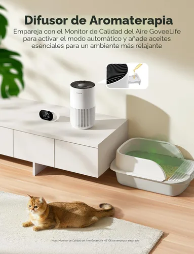 Miniatura 7 de GoveeLife Mini purificador de aire para dormitorio, purificador de aire de filtro inteligente con aplicación Alexa Control para pelo de mascotas