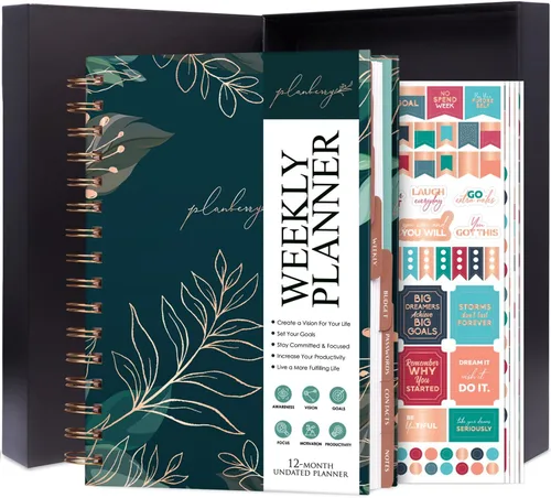 Miniatura 14 de PLANBERRY Planificador semanal premium – Organizador de vida sin fecha y planificador de presupuesto – Gestión del tiempo, establecimiento