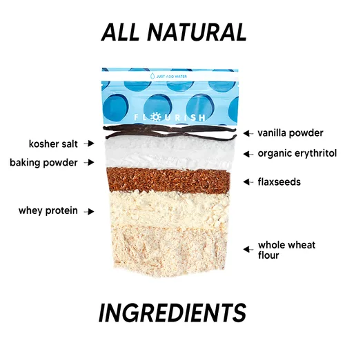 Miniatura 2 de Flourish - Mezcla de proteínas para panqueques y waffles, aislado de proteína de suero y semillas de lino, sin OMG, sin azúcar añadido