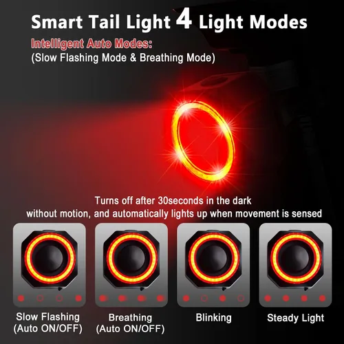 Miniatura 3 de USUPERINK Turn Signals for Ebike, Bike Turn Signals, Bike Blinkers Front and Back, Bike Tail Light USB Rechargeable with Horn, IP65 Waterproof