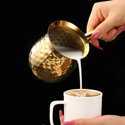 Miniatura 2 de 7 Oz Acero Inoxidable Café Turco Cezve, Oro Ibrik con Mango, 200 Ml