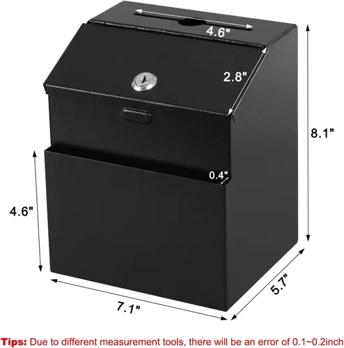 Miniatura 3 de xydled Caja de sugerencias con cerradura montable en pared de metal para donación/boleta/votación/colección/caja de depósito de llaves con 50