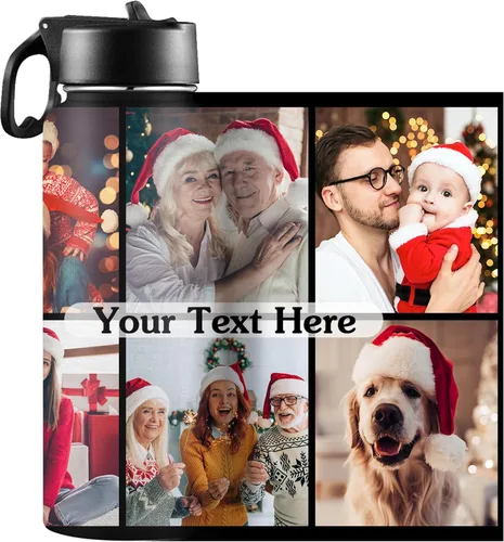 Miniatura 8 de Botellas de agua personalizadas para niñas, de acero inoxidable con aislamiento de doble pared con pajita, botella de agua de color degradado