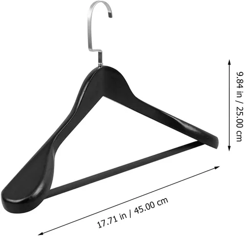 Miniatura 2 de Hemoton Percha de madera maciza con hombros anchos y gruesos, antideslizante, para almacenamiento de ropa, hogar, dormitorio, armario, organizador