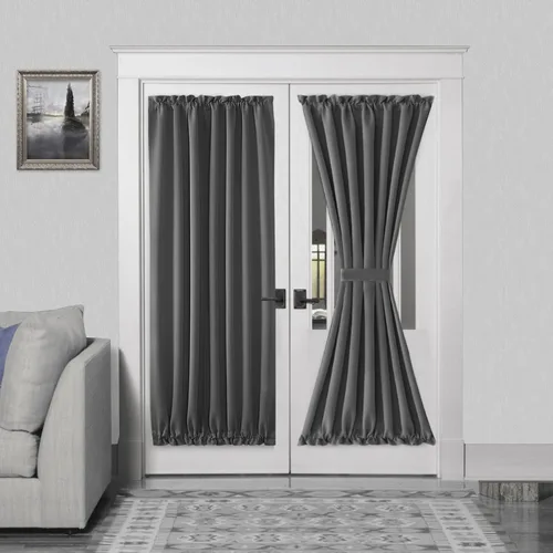 Miniatura 59 de DWCN Cortinas para puerta francesa: cortina térmica con bolsillo para barra para puertas con ventana de vidrio, puertas de cocina y patio