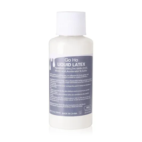 Go Ho Maquillaje líquido SFX de látex (1 onza), maquillaje de monstruo zombi de Halloween, secado rápido, pintura facial blanca líquida multiusos