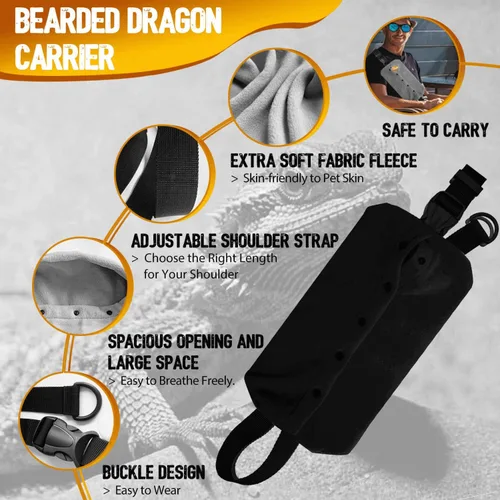 Miniatura 3 de WATFOON Arnés y Correa de Cuero de Lagarto Ajustable y Eslinga Portadora de Dragón Barbudo, Correas de Entrenamiento para Reptiles Mascotas Pequeñas