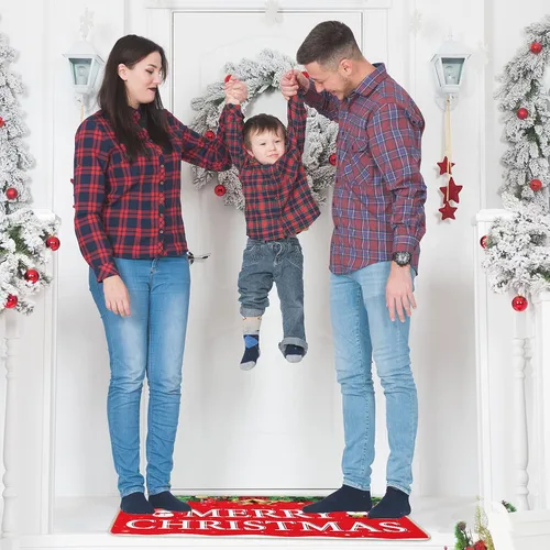 Miniatura 5 de Nuanchu Tapete de puerta de entrada para interiores y exteriores, antideslizante, parte trasera de goma, divertido decorativo de Navidad para casa