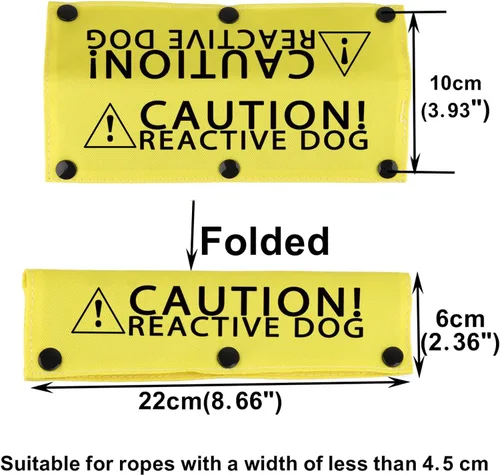 Miniatura 2 de BLUPARK Funny Dog Strap Sleeve - Precaution! Reactive Dog - Amarillo - Poliéster - 8.7 in x 2.4 in