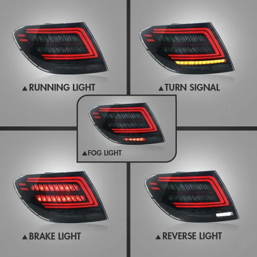 Miniatura 4 de Nuevas luces traseras para 2007-2014 Mercedes C300 Luz trasera 09 Benz W204 Luces traseras C200 Accesorios C180 C260 Clase C Estilo C freno de humo