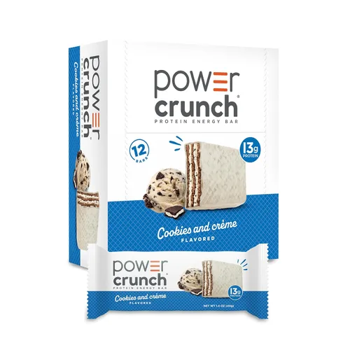 Power Crunch Barras de proteínas, bocadillos ricos en proteínas con delicioso sabor, galletas y crema, 1.4 onzas (12 unidades)