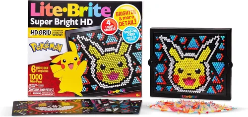 Lite Brite Super Bright HD, Edición Pokémon – Pantalla creativa retro iluminada – Juego educativo para niños, mejora la creatividad, regalo para