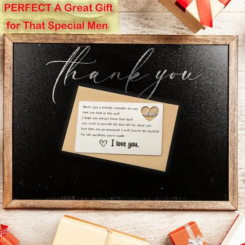Miniatura 25 de YODOCAMP Tarjeta de billetera con texto en inglés "Thank You Dad", tarjeta de cartera grabada para mi papá de hija e hijo, cumpleaños, día
