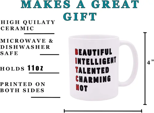 Miniatura 3 de La mejor taza de café divertida, hermosa taza inteligente de acrónimo, broma, gran idea de regalo para ella, mujer, oficina, trabajo, humor adulto