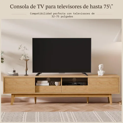 Miniatura 3 de TOLEAD Soporte para TV de 59", Soporte de Televisión Moderno de Mediados de Siglo para TV de 43/55/65 pulgadas, Consola de TV de Perfil Bajo