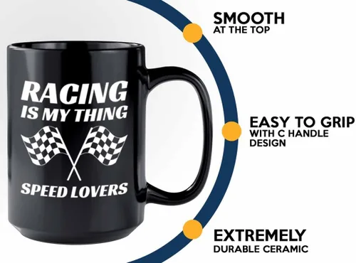 Miniatura 4 de Taza de café Racer de 15 onzas, color negro, Racing Is My Thing, Fuel Speed Racer Car Guys Circuit Automotriz Racing Boy Regalos para él, papá