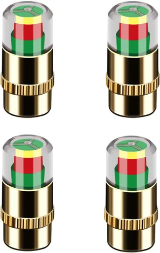 4Pcs Tire Pressure Monitor Valve Stem Caps for Hyundai Santa Fe (New Gen) 2024-2026, Air Indicator Sensor Alert Monitoring Kits,Gold