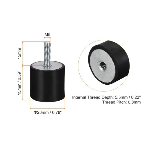 Miniatura 2 de uxcell Soportes de goma, 8 unidades M5 macho/hembra aislador de vibración, amortiguador, para motor de garaje, compresor de aire, bobinas de barco