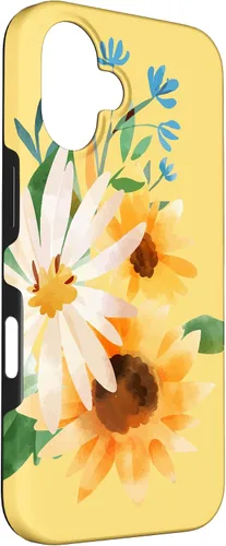 Miniatura 3 de iPhone 16 Yellow Sunflower Vintage Flower Petals Case