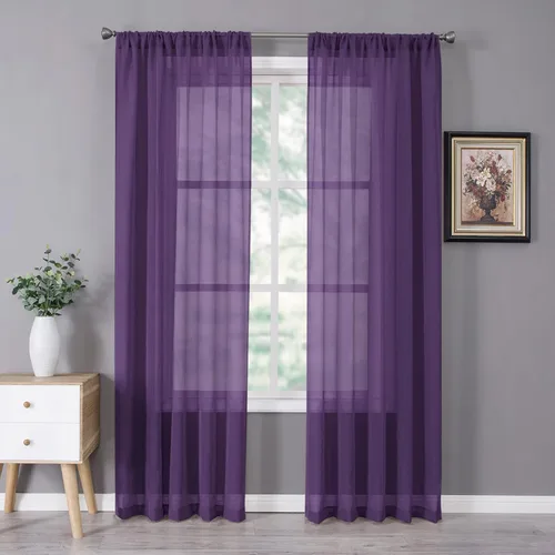 Miniatura 31 de Tollpiz - Juego de 2 paneles de cortinas de velo traslúcidas para media ventana, cortas, con textura de lino y bolsillo para cortinero, filtran