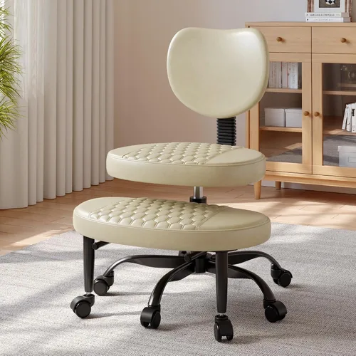 Silla de oficina con patas cruzadas, sillas giratorias de 360° para adultos, silla de oficina ergonómica de patas cruzadas ajustable en altura con