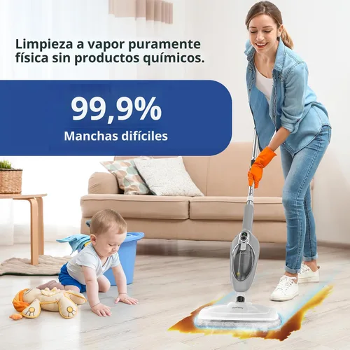 Miniatura 4 de Mopa de vapor - Limpiador de vapor portátil multiusos 10 en 1, vaporizador de piso desmontable para suelos de madera, azulejos, laminados, alfombras