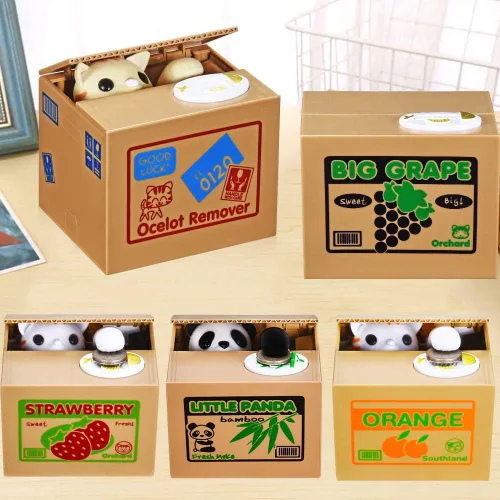 Miniatura 6 de HmiL-U Alcancía Panda que Roba Dinero, Alcancía para Niños, Banco de Monedas para Ahorrar Dinero, Robo Automático de Dinero con Voz en Inglés