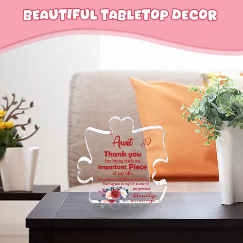 Miniatura 5 de Regalo de Navidad y Cumpleaños para Tía de Sobrina y Sobrino, Regalos para Nueva Tía, Mejor Tía del Mundo, Placa de Acrílico de Gracias Tía, Letrero