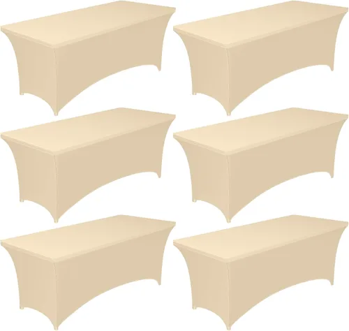 Miniatura 11 de Pureegg Mantel de Spandex de 6 pies - Paquete de 6, Cubierta de Mesa Ajustada y Elástica para Mesas Rectangulares, Tela Resistente a las Arrugas