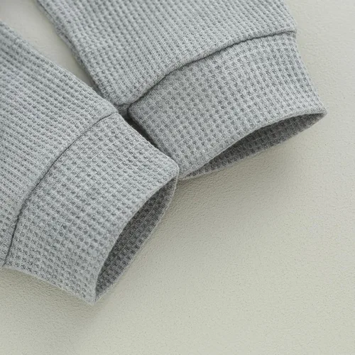 Miniatura 6 de Ropa de bebé niño de 0 a 3 años, sudadera con retazos de gofre, camisa y pantalones, traje de otoño e invierno