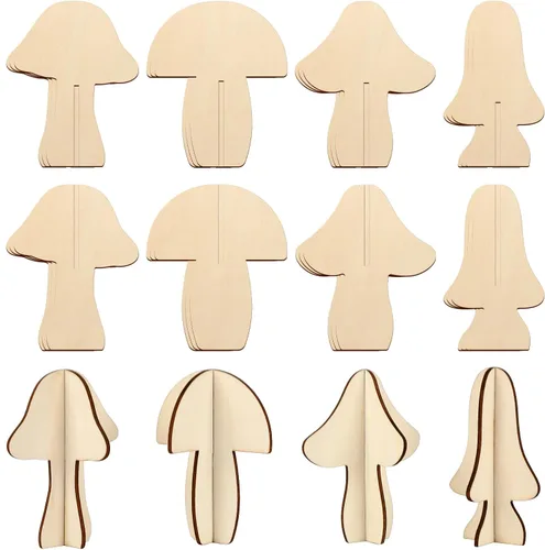 Miniatura 20 de COCHIE Manualidades de madera de primavera de flores 3D para pintar, rebanadas de madera sin terminar pintables para manualidades, recortes