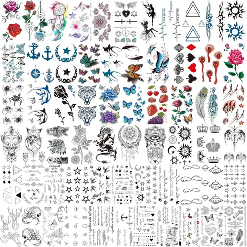 Miniatura 7 de COKTAK 64 hojas grandes de tatuajes temporales de brazo negro para hombres, antebrazo, mujeres, muslo, media manga, animales, león, tigre, lobo