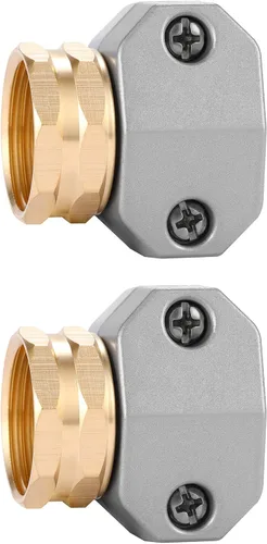 Acoplamiento hembra de zinc y aluminio, se adapta a todos los accesorios de reparación de manguera de jardín de 5/8 pulgadas y 3/4 pulgadas, paquete