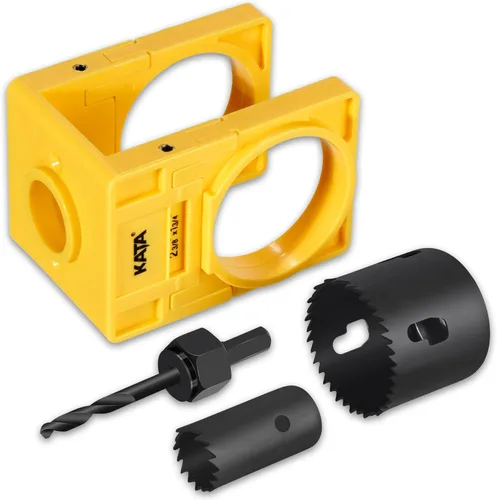 Miniatura 10 de KATA Kit de instalación de cerradura de puerta para puertas de metal y madera, sierra de agujero bimetálica de 1-3/8 a 1-3/4 pulgadas con plantilla