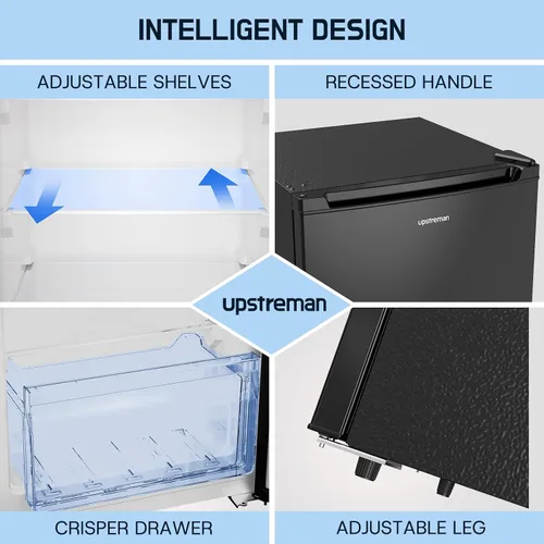 Miniatura 5 de Upstreman - Congelador vertical de 7.0 pies cúbicos, congelador grande de pie color negro con 5 estantes ajustables, refrigerador/congelador