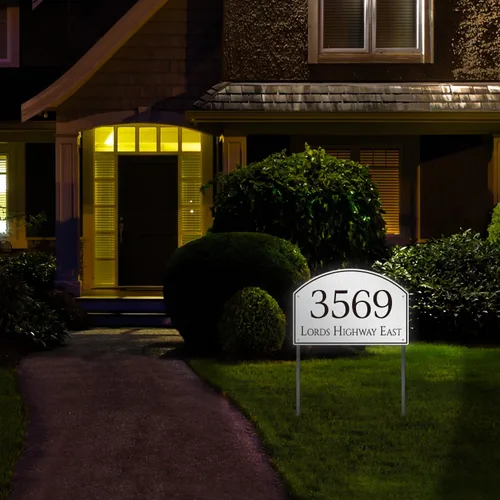 Miniatura 5 de Letrero de Dirección de Casa con Arco de Metal, Placa de Dirección para Exteriores, Letrero Personalizado de Nombre de Calle y Número de Casa