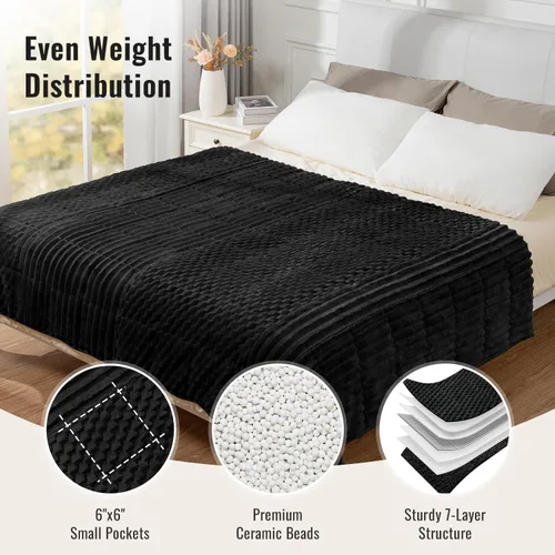 Miniatura 5 de Uttermara Manta con peso de vellón para adultos, tamaño individual, 15 libras, manta suave con peso Sherpa para dormir y relajarse, manta pesada