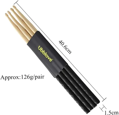 Miniatura 4 de Ubblove Baquetas 5A 2 pares con mangos antideslizantes para tambor, ligeras y duraderas de madera, 2 pares de baquetas para niños y adultos