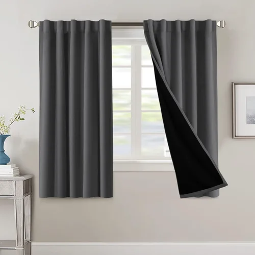 Miniatura 49 de H.VERSAILTEX Cortinas 100% opacas para dormitorio con forro negro, cortinas de oscurecimiento de habitación completa, con aislamiento térmico