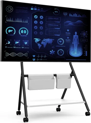FITUEYES Soporte de TV móvil para TV de 55, 60, 65, 75, 78 pulgadas, soporte de suelo con soporte para oficina, sala de estar, hotel, moderno
