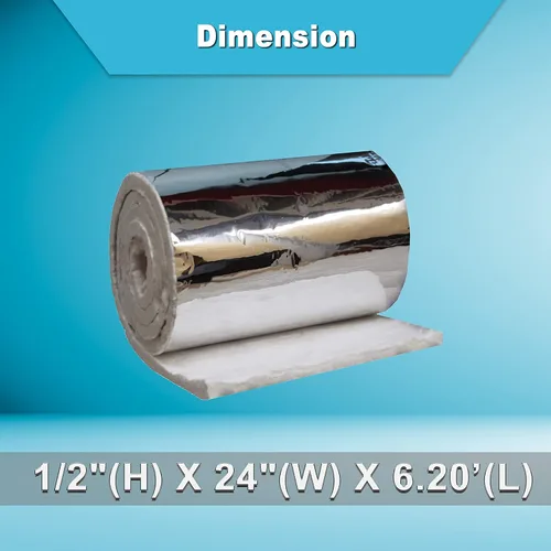 Miniatura 2 de SIMOND STORE Manta de fibra de cerámica con revestimiento de papel de aluminio, densidad 6#, 1/2 "x 24" x 6.20 pies, manta de aislamiento de alta