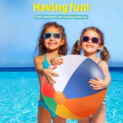 Miniatura 4 de Paquete de 5 bolas inflables de playa grandes de 24 pulgadas, color arcoíris, pelota de piscina, juguetes de piscina, pelotas de piscina