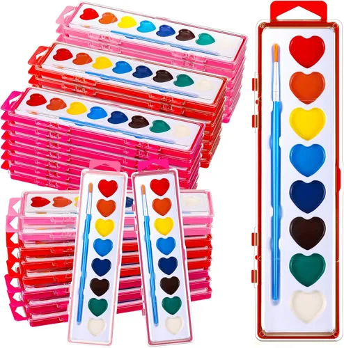 Miniatura 8 de Yeaqee Juego de 12 pinturas de acuarela de 8 colores lavables con pincel, recuerdos de fiesta, arte acuarela para adultos, regalos de fiesta del día