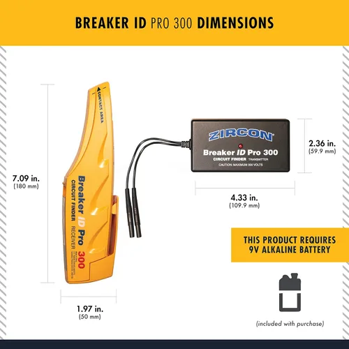 Miniatura 6 de Zircon Breaker ID Pro 300 - Kit de buscador de disyuntores eléctricos, transmisor, receptor y adaptadores para sistemas de 120 V/240 V, uso