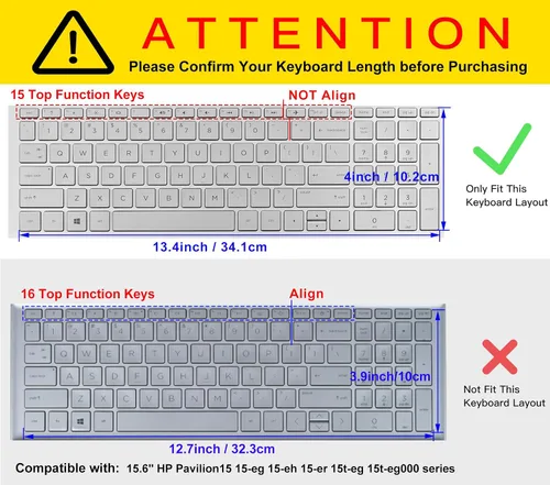 Miniatura 2 de Cubierta de teclado para portátil HP 15.6 15-dw 15-dy 15-da/db 15-ef 15-bs/bw 15-dy5033dx dy5073dx dy2073dx dy5399nr dy5599nr 15-dw4047nr Negro
