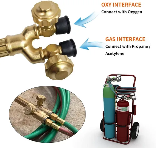Miniatura 7 de TOAUTO Antorcha de corte resistente, antorcha de soldadura de oxígeno propano acetileno mango de llama y accesorio de corte con punta de propano