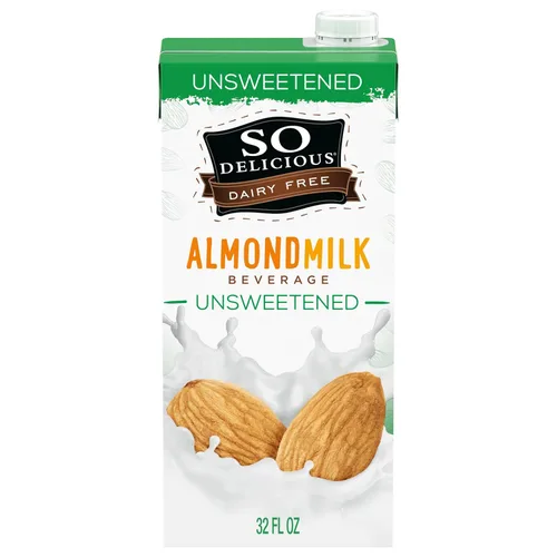 So Delicious Leche de almendras estable sin lácteos, sin azúcar, vegano, verificado por proyecto sin OMG, 1 cuarto de galón (paquete de 6)