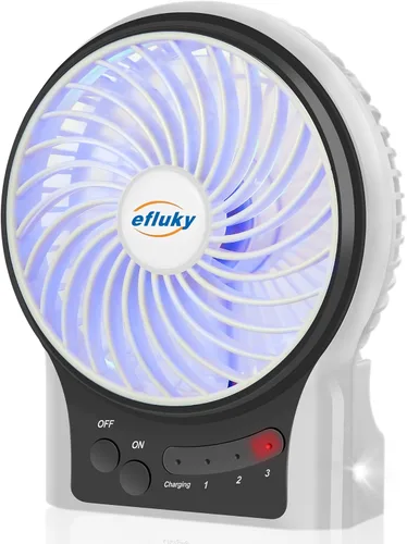 Miniatura 8 de efluky Mini ventilador de escritorio de 3 velocidades con luz LED, ventilador USB portátil silencioso para el hogar, oficina, viajes, campamento, al